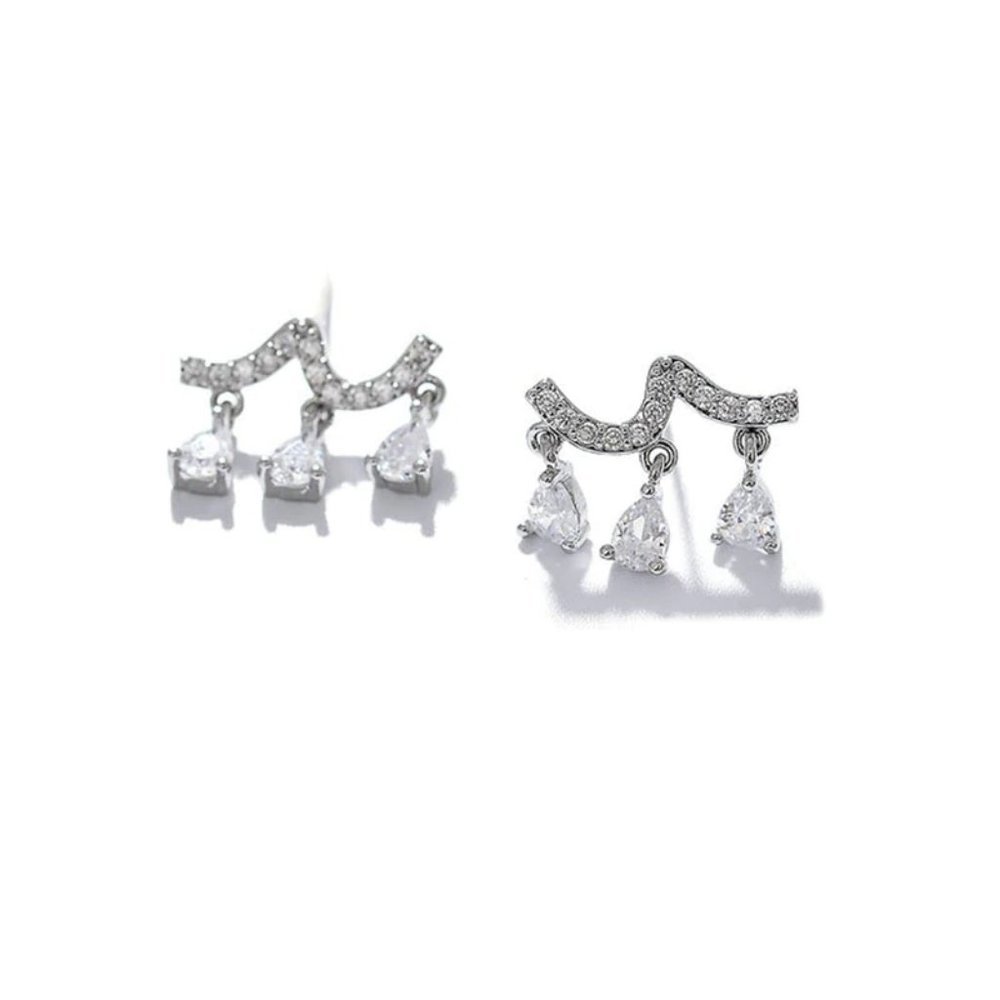 *925 Sterling Silver Diamond Waterdrop Earrings - Picture 5 of 7